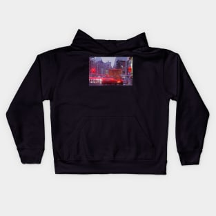 Light trails of cars at twilight in Canal Street in Manhattan, New York City Kids Hoodie